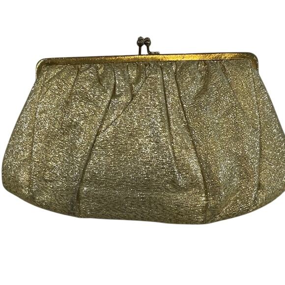 L and M Vintage Purse, Women's After Five Gold Metallic Lame' - Picture 6 of 6